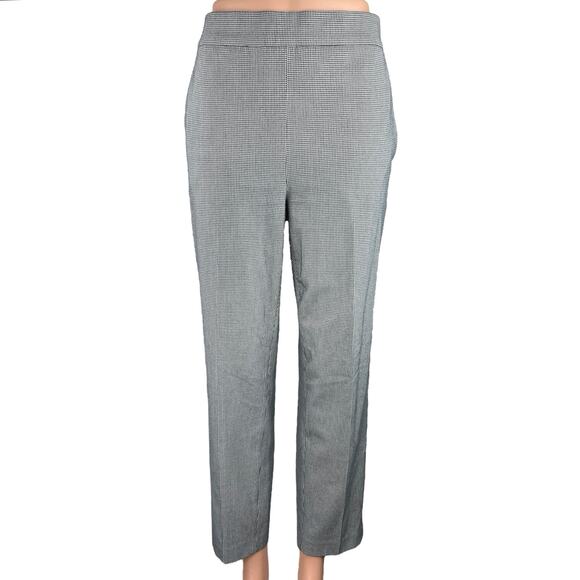 Aritzia Babaton Gray High Rise Houndstooth Plaid Straight Slim Trouser Pants 10 - Picture 1 of 6